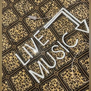 White Neon 'Live Music' Wall Sign